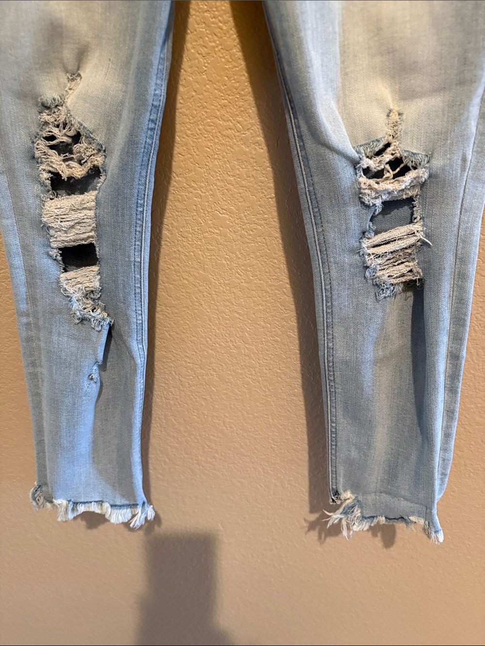 Express Skinny Ripped Light Blue Jeans - Picture 3 of 9